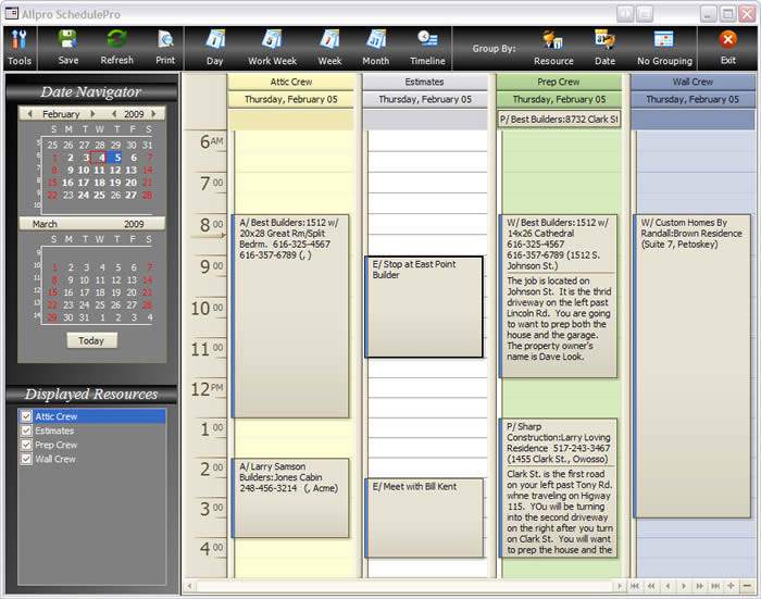 Allpro SchedulePro Multi Calendar Display Image